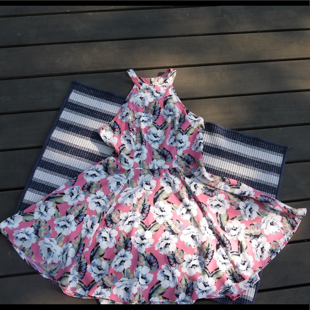 Palm print skater summer dress